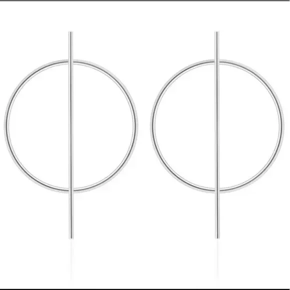 Gold Geometric Hoop Earrings - Picture 3 of 3